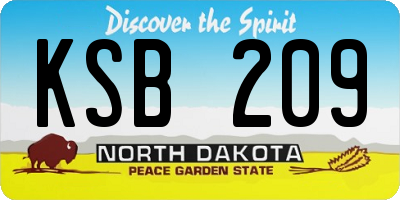 ND license plate KSB209