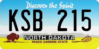 ND license plate KSB215