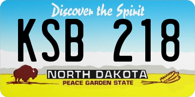 ND license plate KSB218
