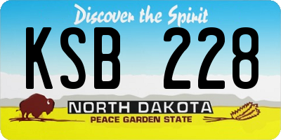 ND license plate KSB228