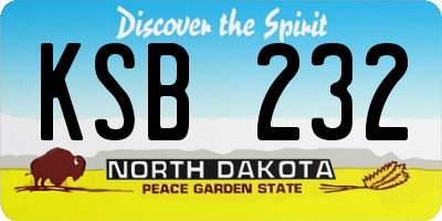 ND license plate KSB232