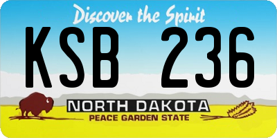 ND license plate KSB236