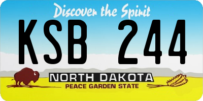 ND license plate KSB244