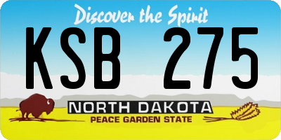 ND license plate KSB275