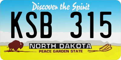 ND license plate KSB315