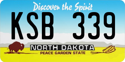 ND license plate KSB339