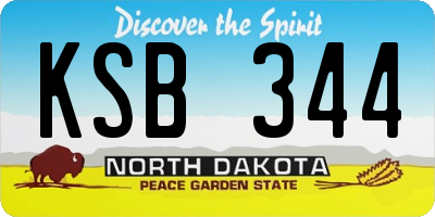 ND license plate KSB344