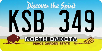 ND license plate KSB349