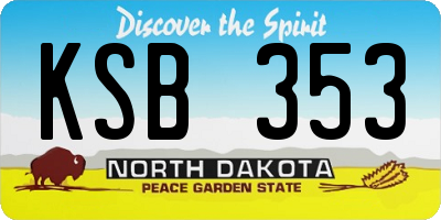 ND license plate KSB353