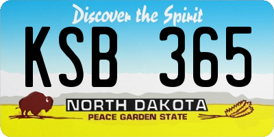 ND license plate KSB365