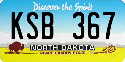 ND license plate KSB367
