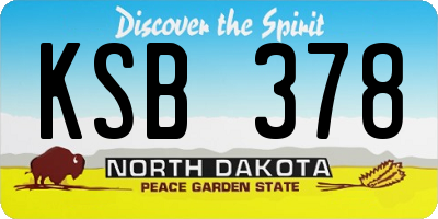 ND license plate KSB378