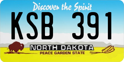 ND license plate KSB391