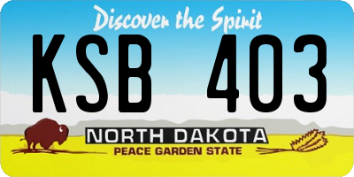 ND license plate KSB403