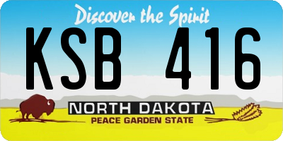 ND license plate KSB416