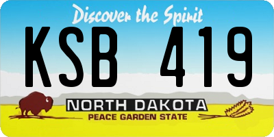 ND license plate KSB419