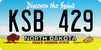 ND license plate KSB429