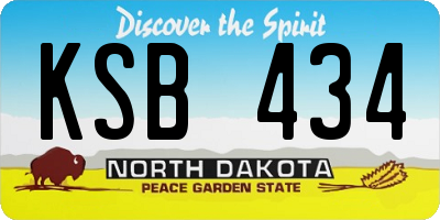 ND license plate KSB434