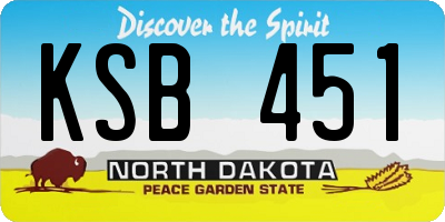 ND license plate KSB451