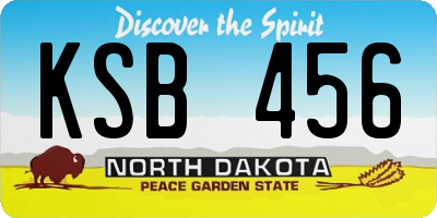 ND license plate KSB456