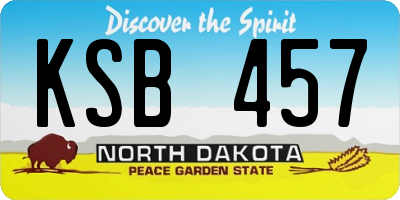 ND license plate KSB457