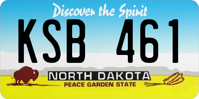 ND license plate KSB461