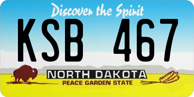 ND license plate KSB467