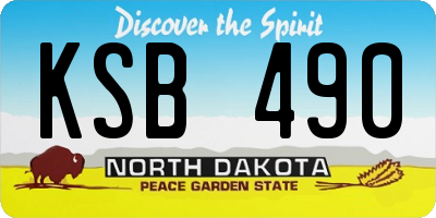 ND license plate KSB490
