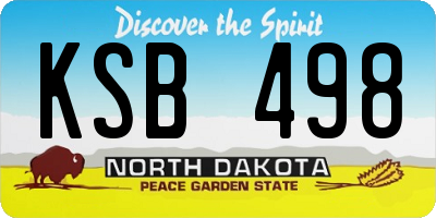ND license plate KSB498