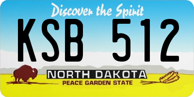 ND license plate KSB512