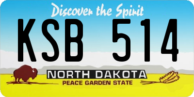 ND license plate KSB514