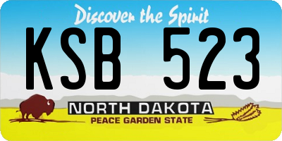 ND license plate KSB523