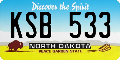 ND license plate KSB533