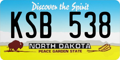 ND license plate KSB538