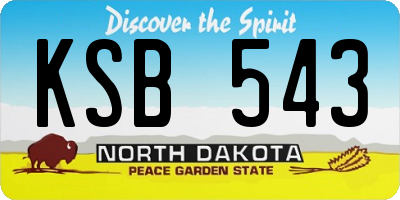 ND license plate KSB543
