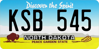 ND license plate KSB545