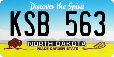 ND license plate KSB563