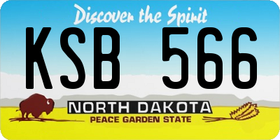 ND license plate KSB566