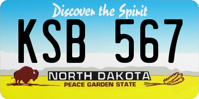 ND license plate KSB567