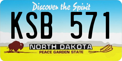 ND license plate KSB571