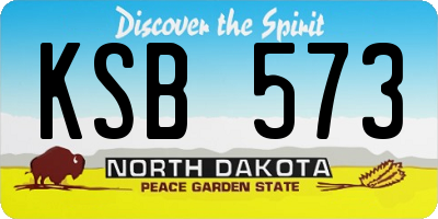 ND license plate KSB573
