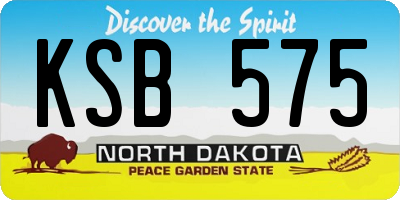 ND license plate KSB575