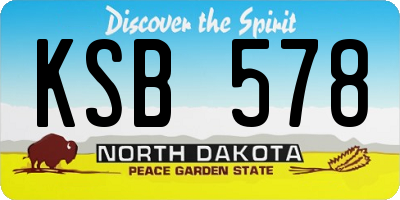 ND license plate KSB578
