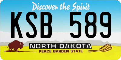 ND license plate KSB589
