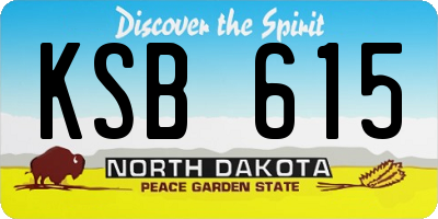 ND license plate KSB615