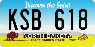 ND license plate KSB618