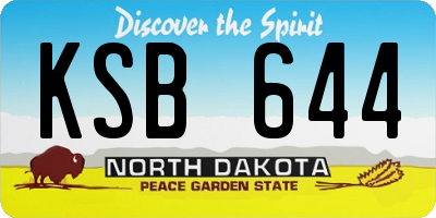 ND license plate KSB644