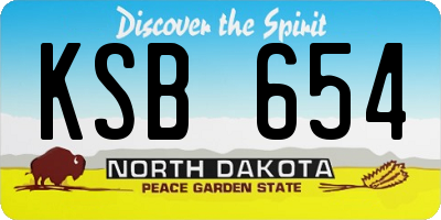 ND license plate KSB654