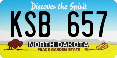 ND license plate KSB657