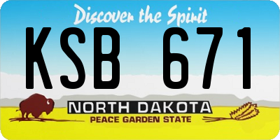 ND license plate KSB671